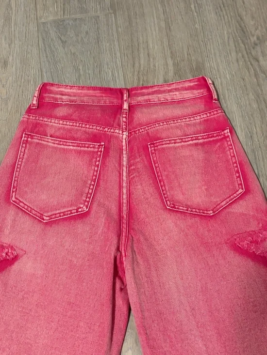LIKE NEW! Women's SHEIN Pink Denim High Waisted Distressed Star Jeans - 25 - Picture 6 of 9